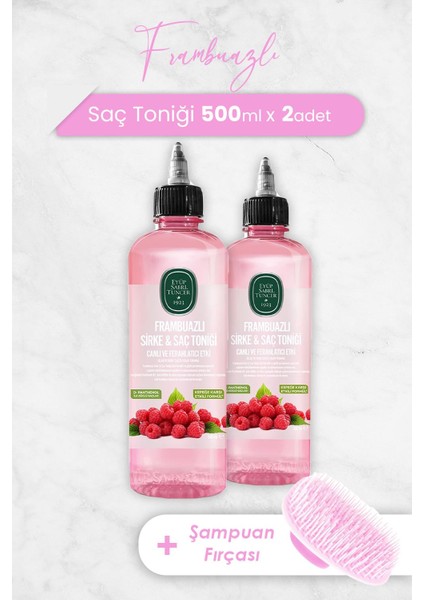 Frambuazlı Saç Toniği 500 ml x 2 Adet ve Şampuan Fırçası