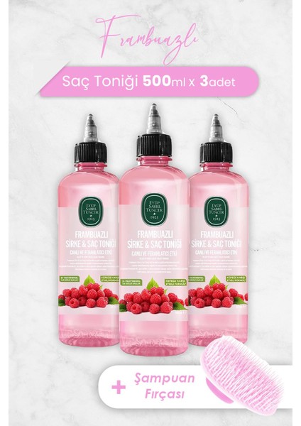 Frambuazlı Saç Toniği 500 ml x 3 Adet ve Şampuan Fırçası