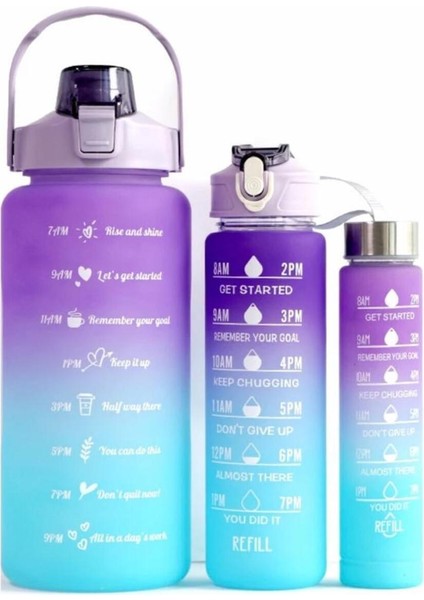 Sepeti Motivasyonel 3lü Set Su Matarası Su Şişesi Suluk 2LT+900ML+600ML Tritan Spor Salonu Su Şişesi Suluk modelleri