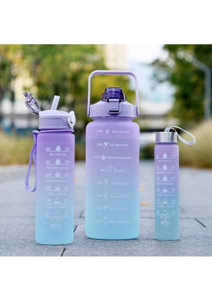 Sepeti Motivasyonel 3lü Set Su Matarası Su Şişesi Suluk 2LT+900ML+600ML Tritan Spor Salonu Su Şişesi Suluk fırsatları