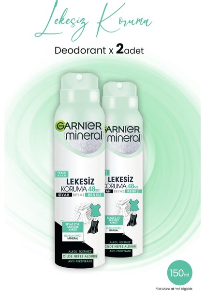 Mineral Lekesiz Koruma Ferah Sprey Deodorant 150 ml x 2 Adet