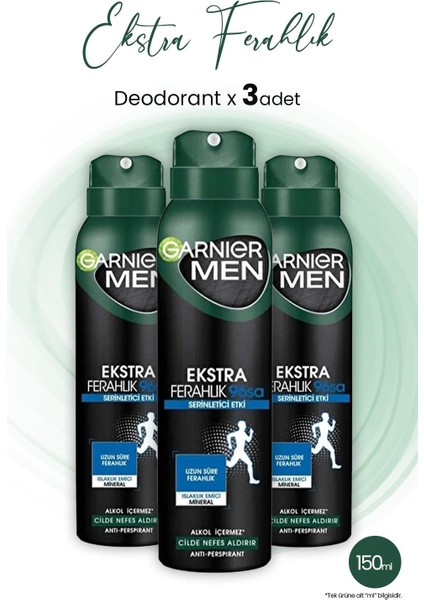 Men Ekstra Ferahlık 96H Deodorant 150 ml x 3 Adet