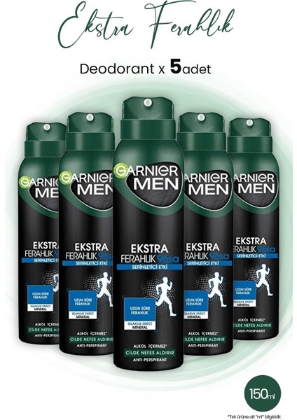 Men Ekstra Ferahlık 96H Deodorant 150 ml x 5 Adet