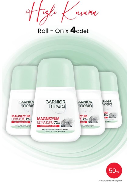 Mineral Magnezyum Ultra Kuru Roll-On 72 Saat x 4 Adet