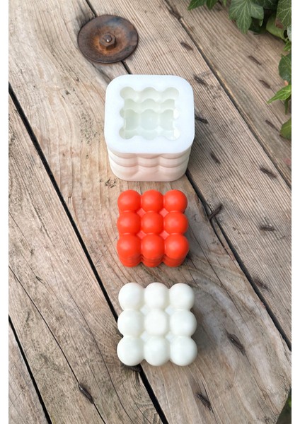 Bubble Küp Tekli Mum Kalıbı ( Silikon ) 1 Adet