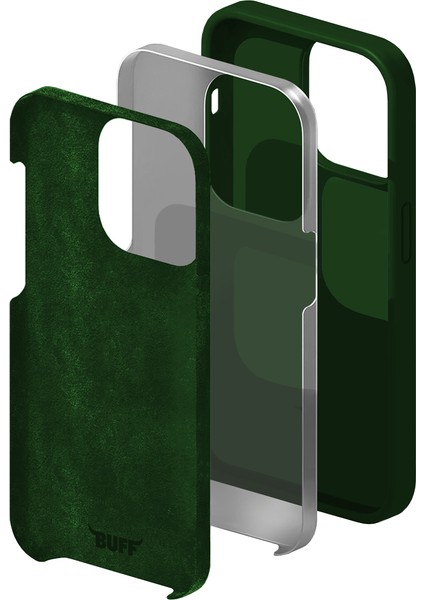 Buff iPhone 15 Pro Rubber Fit Kılıf Dark Green