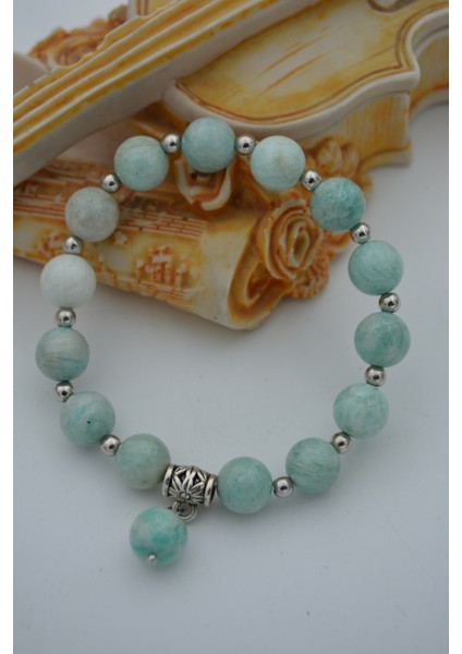 Jewellery Amazonit Doğal Taşından Bileklik fırsatları