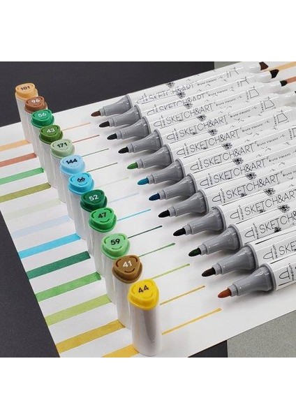 "sketch & Art" Çift Taraflı Marker Kalem 12 Renk-Orman indirimleri