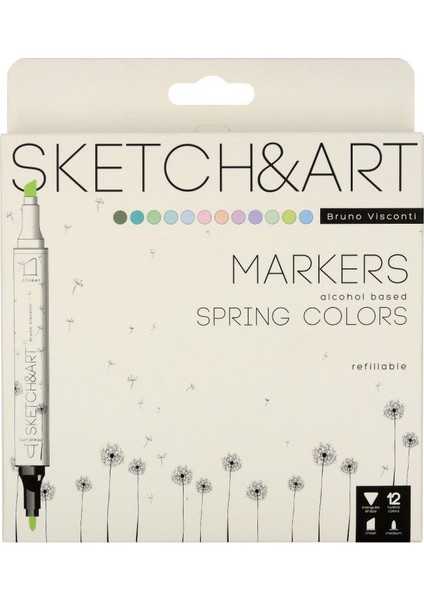 "sketch & Art" Çift Taraflı Marker Kalem 12 Renk-Bahar Peyzajı