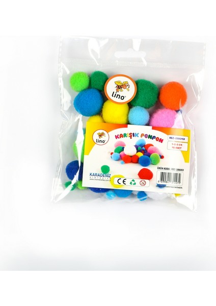 Karışık Renkli ve Karışık Boy Yumuşak Ponpon 40’lı