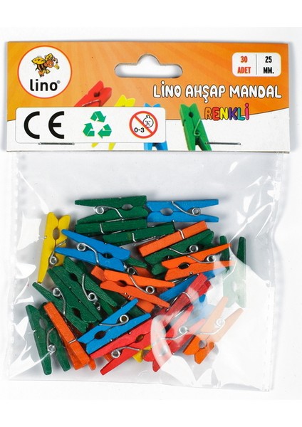 Ahşap Mandal Renkli 25 mm