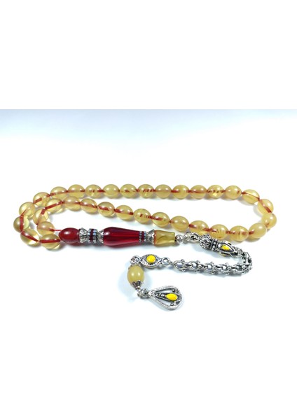 Alman Gümüş Püskül Kombinli Gümüş Nakkaş Imame Sıkma Kehribar No 3067