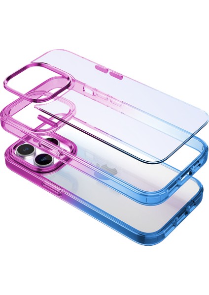 iPhone 15 Pro Max Air Bumper Rainbow Kılıf Blue Purple