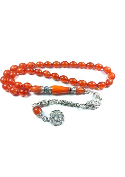 Alman Gümüş Püskül Kombinli Gümüş Nakkaş Imame Sıkma Kehribar No 3060