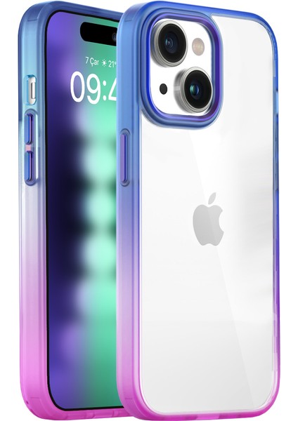 iPhone 15 Plus Air Bumper Rainbow Kılıf Pink Blue