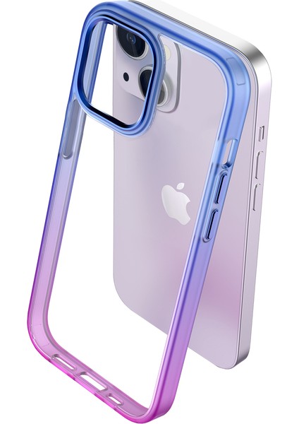 iPhone 15 Plus Air Bumper Rainbow Kılıf Pink Blue