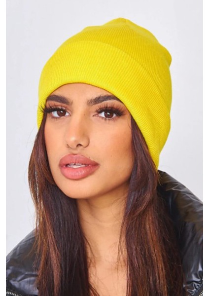 Unisex Kışlık Sarı-Turuncu-Lila Katlamalı Bere 3'lü Set fiyatları