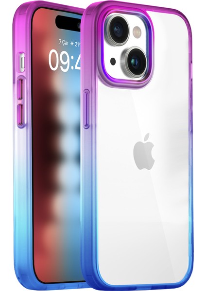 Buff iPhone 15 Air Bumper Rainbow Kılıf Blue Purple