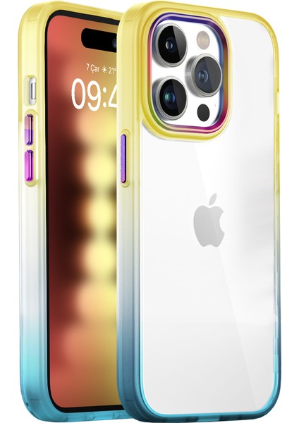 iPhone 15 Pro Air Bumper Rainbow Kılıf Yellow Green