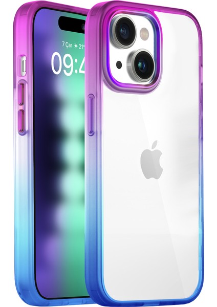 iPhone 15 Plus Air Bumper Rainbow Kılıf Blue Purple