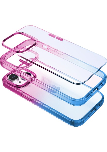 iPhone 15 Plus Air Bumper Rainbow Kılıf Blue Purple