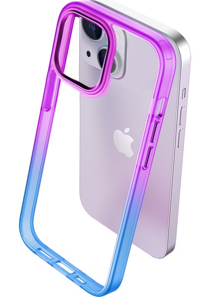 iPhone 15 Plus Air Bumper Rainbow Kılıf Blue Purple