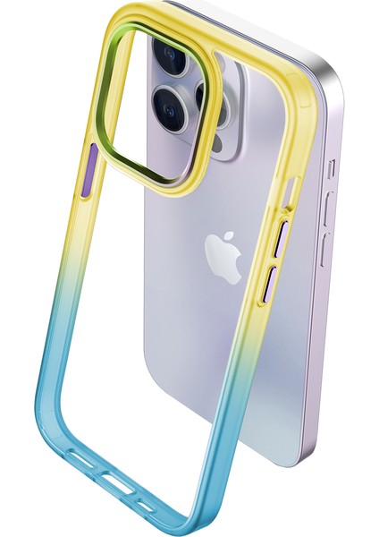 Buff iPhone 15 Pro Max Air Bumper Rainbow Kılıf Yellow Green