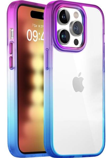 iPhone 15 Pro Air Bumper Rainbow Kılıf Blue Purple