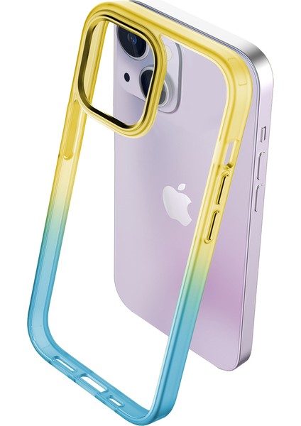 iPhone 15 Plus Air Bumper Rainbow Kılıf Yellow Green