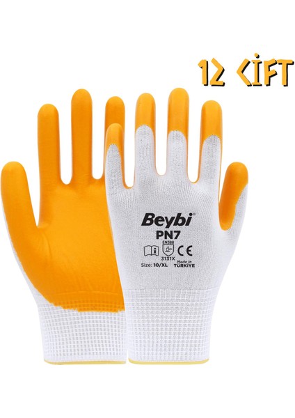 Polyester-Nitril Iş Eldiveni Pn7 No: 10 Sarı - 12 Çift