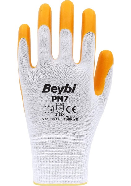Polyester-Nitril Iş Eldiveni Pn7 No: 10 Sarı - 12 Çift