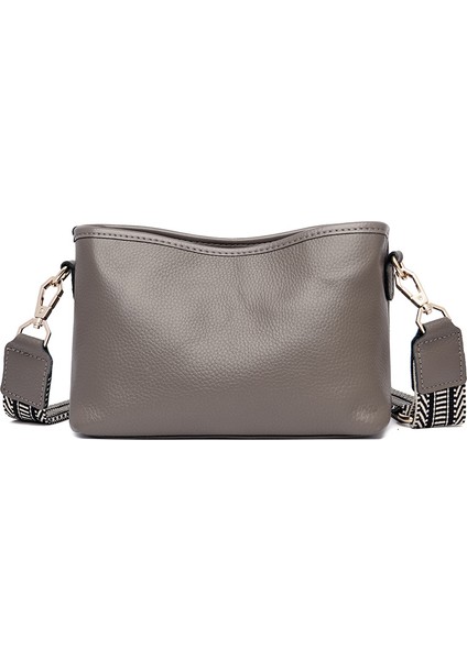 Şık ve Basit Çakıl Taşlı Tek Omuzlu Çapraz Askılı Çanta, Birinci Katman Dana Derisinden Küçük Çanta (Yurt Dışından)