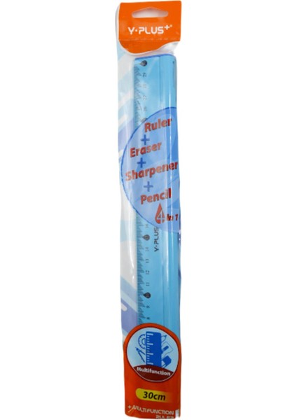 30 cm Cetvel + Kurşun Kalem + Silgi + Kalemtıraş 4+1 Set