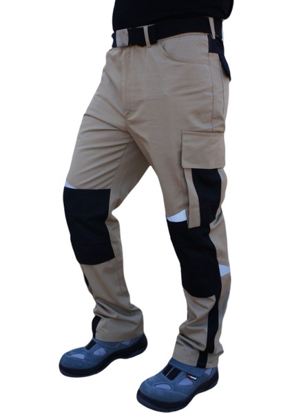 Iş Pantolonu Roma Model Diz Destekli 6 Cepli Bej Siyah modelleri