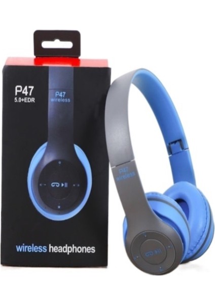 P47 Bluetooth Kulaklık Kulak Üstü Katlanabilir Subwoofer Spor Kulaklık (Yurt Dışından)