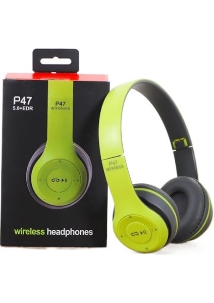 P47 Bluetooth Kulaklık Kulak Üstü Katlanabilir Subwoofer Spor Kulaklık (Yurt Dışından)