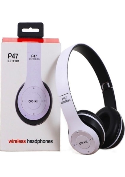 P47 Bluetooth Kulaklık Kulak Üstü Katlanabilir Subwoofer Spor Kulaklık (Yurt Dışından)
