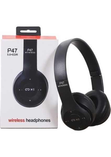P47 Bluetooth Kulaklık Kulak Üstü Katlanabilir Subwoofer Spor Kulaklık (Yurt Dışından)
