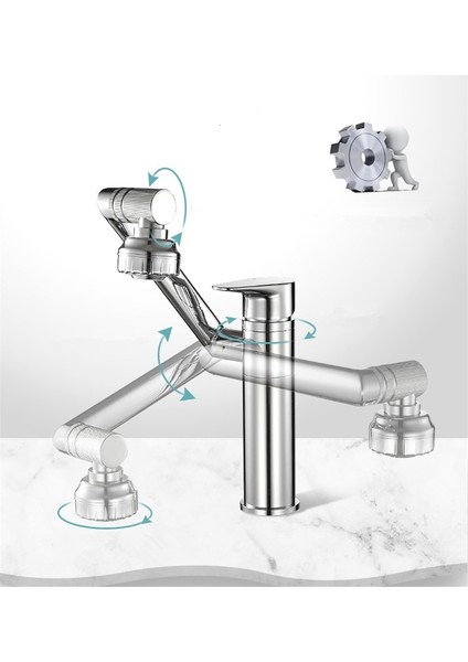 Yeni Modern Tasarım Robotik Hareketli Döner Lavabo Evye Bataryası Musluk Krom