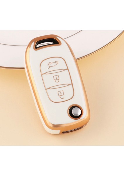 Dacia Stepway Sustalı Anahtar Kılıfı Gold Beyaz Renk