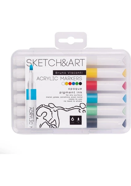 Bruno Visconti "sketch & Art" Akrilik Marker Kalem 6 Renk