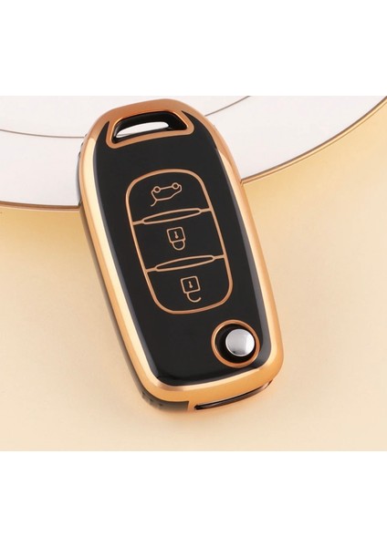 Renault Clio Sustalı Anahtar Kılıfı Gold Siyah Renk