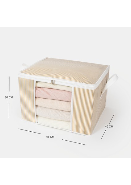 2 Adet Orta Boy Pencereli Çizgi Desen Baskılı Dolap içi Kıyafet Düzenleyici Hurç Seti 45x40x30 cm indirimleri