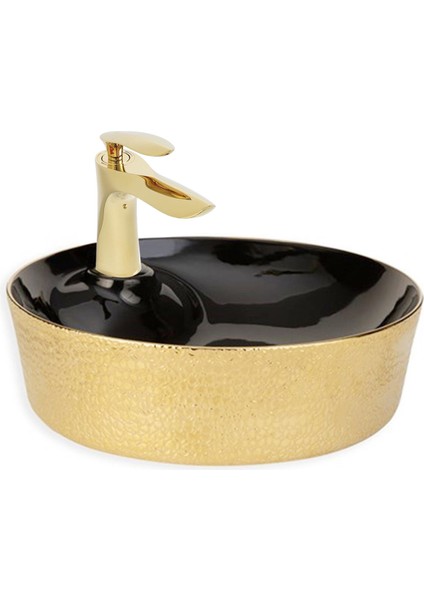 Mona Black Gold Yuvarlak Lavabo