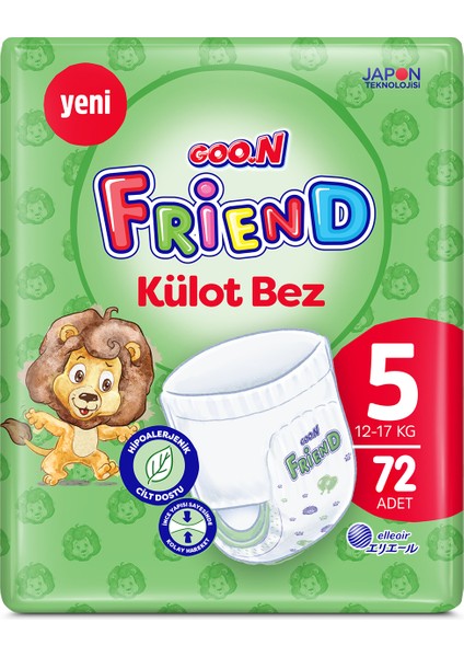 Goo.n friend 5 Numara Külot Bebek Bezi - Cilt Dostu - 72 Adet