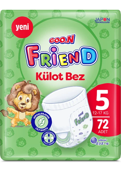 Goo.n friend 5 Numara Külot Bebek Bezi - Cilt Dostu - 72 Adet