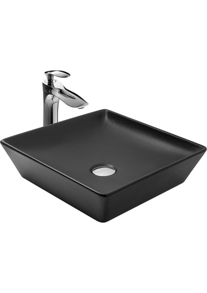 Alice Matt Black Çanak Lavabo
