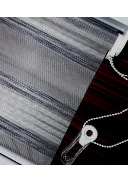 Lux Bambu Keten Plise Renk Geçişli Zebra Stor Perde Alüminyum Kasalı Yüksek Kaliteli - Antrasit, Gri fiyatları