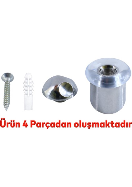 Kapı Stoperi Kapı Altı Durdurucu Tutucu Tamponu Silikonlu Contalı Stopu Vidalı Parlak Krom 50 mm