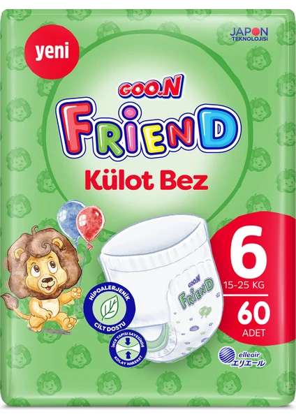 Goo.n friend 6 Numara Külot Bebek Bezi - Cilt Dostu - 60 Adet